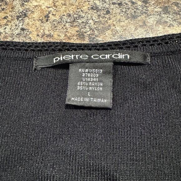 Pierre Cardin Top Beaded Academia Minimalist Boho Cottage Grandma Black Large - Picture 4 of 5